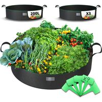 Vounot – Lot de 3 sacs de plantation non tissé 200L – Matériau respirable pour croissance optimale – Poignées pour transport facile – Résistant au gel et UV