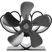Ventilateur à convection thermique pour poêle – aluminium durable, silencieux, pour cheminée et camping (noir, 468 g)