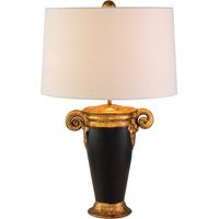 Elstead Gallier Lampada da tavolo con paralume rotondo, nero e oro