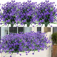 8 Bundles Extérieure Artificielle Faux Fleurs Arbustes Résistants Aux UV Plantes, Faux Plastique Verdure pour Intérieur Extérieur Plantes Suspendues Jardin Porche Fenêtre Bote Maison De Mariag