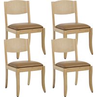 Wahson 4Pcs Dining Chairs PU Leather Kitchen Chairs Wooden Side Chair Armless for Living Room Restaurant, Brown