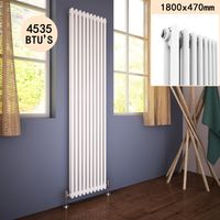 ELEGANT 1800 x 470 mm Traditional Radiator Cast Iron Style Radiator White Double Vertical Column Radiators