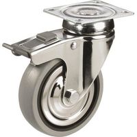 RUOTA GOMMA C/PIASTRA GIREVOLE E FRENO Ø 80MM "CEBORA TBBP7 TRANSPORT"