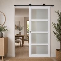 Puerta corredera Tana blanca con cristal H204 x L93 cm, riel con ruedas, conchas de GD MENUISERIES