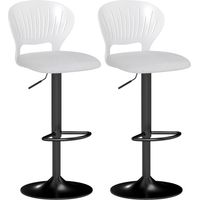 Table de bar réglable en hauteur 84-105 cm, pivot 360°, jeu de 2, blanches