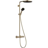 Hansgrohe – Colonne de douche thermostatique 260mm – Douche de tête PowderRain – Douchette 3 jets – Flexible 160cm – Finition bronze brossé