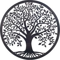 Ornement mural en métal arbre de vie 50x50cm – Décoration ethnique en métal brun – Pour salon, chambre ou bureau – Zen Et Ethnique