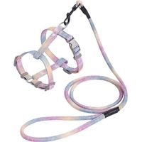 Conjunto de arnés y correa para gatos: arnés arcoíris para gatitos, a prueba de fugas, correa ajustable para paseos al aire libre