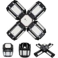 LED lumière de garage, Éclairage de garage à LED, plafonnier de l'atelier à réglable, éclairage E27 6000K, avec plusieurs panneaux réglables,15000 lumens, stockage de l'atelier de garage(noir) ,P10