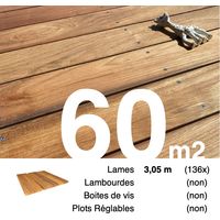 Planches de terrasse bois exotique JATOBA pour 60 m² • Longueur 3,05 m • Livraison gratuite