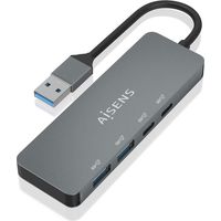 AISENS - HUB USB 3.2 GEN2 10G USB-A, USB-A/M-2xUSB-C/H-2xUSB-A/H, GRIS, 15CM