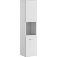 Badplaats – Colonne de salle de bain 131 cm – Meuble haut blanc en panneau de particules – Installation rapide – Compartiment ouvert flexible