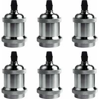 Set of 6 Vintage LED Lighting E27 Edison Bulb Socket Lamp Holder Pendant Ceiling Light Screw Bulb Retro Adapter Socket, Chrome Color