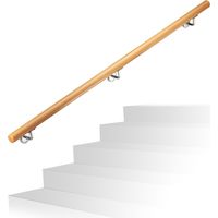 Relaxdays – Rampe d’escalier en bois hêtre 1500 mm – Main courante murale 42 mm – Fixation rapide incluse – Pour intérieur et extérieur