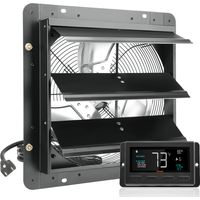 VEVOR Ventilateur deextraction a volets, 35,6 cm avec controleur de temperature et dehumidite, extracteur deair de grenier mural reglable a vitesse variable, 1700 m³/h, moteur EC, pour serre, garage