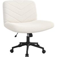 Yaheetech – Chaise de bureau pivotante sans accoudoirs – Large assise 66x50cm – Hauteur réglable 49-58,5cm – Tissu bouclette – Charge max 136kg – Ivoire