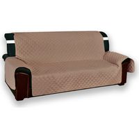 Housse de canapé matelassée Vivy Taupe - Protecteur de canapé avec accoudoirs - Polyester lavable, antidérapant 3 PLACES, siège cm. 170