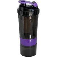Gobelet shaker à 3 compartiments pour protéines en poudre, grande capacité, idéal pour mélanger l'eau et faire de la musculation (violet)