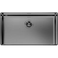Foster 4157016 Phantom Edge Lavello 1 vasca Acciaio Inossidabile AISI304 AISI316 PVD Gun Metal con Bordo Zero Edge per Installazione Sottopiano (75.2x75.2x19 cm) colore Gun Metal