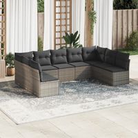 9-tlg. Garten-Sofagarnitur mit Kissen Grau Poly Rattan vidaXL