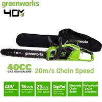 Greenworks Motosega Professionale 40V, 40cm, 20m/s, Catena Oregon + Originale, 2 Batterie 4Ah Motosega per Giardino 40V Senza Cavo