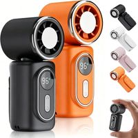 2 Pack Mini Clip Fan, 13500RPM Rechargeable Handheld Fan, 5 Speeds, 360° Rotating Cooling Fan with LED Display(Black&Orange)