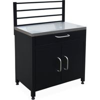 Meuble de cuisine extérieure en acier avec 1 tiroir et 1 porte et 1 grille de suspension L80