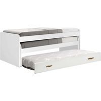 Lit triple en blanc avec sommiers et matelas 76x206x112cm