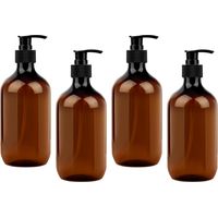 Botella de champú vacía de 4 piezas, dispensador de jabón de 500 ml, dispensador de gel de ducha de PET para jabones, lociones, detergentes y líquidos.
