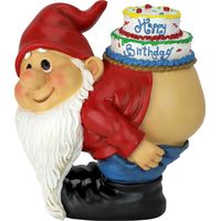 Design Toscano Loonie Moonie - Statua di Gnomo da Giardino con Scritta Happy Birthday, gnomi impertinenti, Statua di gnomi lunari, Multicolore, 14 x 18 x 19 cm