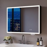 Armoire murale salle de bain connectée LED miroir, rangement spacieux, antibuée, mémoire, verre trempé HD, prise intégrée – DeerValley
