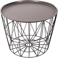 Table coffre filaire ronde en métal - Taupe - H 40 x D 52,5 cm - Livraison gratuite