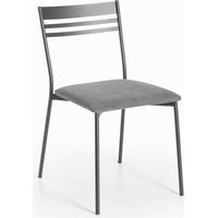 Lot de 2 chaises design minimaliste en métal avec assise rembourrée Noir