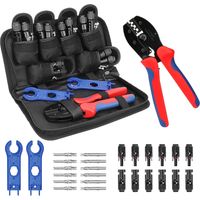 Alicates de engarce MC4 + 6 pares de conectores y llave – Para instalación de paneles solares y cables fotovoltaicos – Herramienta manual robusta