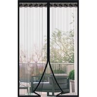 Mosquitera magnética para puerta, cortina antimosquitos con cierre magnético, sin perforaciones, para puertas de balcón, sótanos y terrazas (negra, 85 x 210 cm)