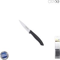 Couteau d'office Nuuk Lame en acier inoxydable 9 cm. Noir (Blister 3 Pièces)