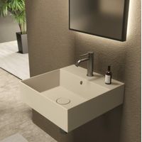 SPY 46x46 Bleu mat. Avec bonde. Siphon Chromé. 0 trou