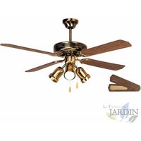 Orbegozo Deckenventilator LED-Beleuchtung 4 Wendeflügel 3 Geschwindigkeitsstufen Antikgoldene Farbe Elegantes Design