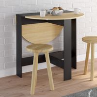 EDI mesa consola redonda plegable 2-4 personas madera negra tablero imitación haya 103 x 76 cm
