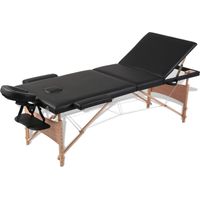 Lettino da massaggio pieghevole a 3 sezioni con struttura in legno nero 020001889