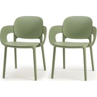 Lot de 2 - Chaise avec accoudoirs outdoor indoor en plastique recyclé HUG
