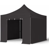 3x3m Pop Up Gazebo PROFESSIONAL Aluminium 40 mm, incl. Sidewalls, black High Performance Polyester approx. 400g/m²