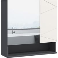 Armadietto con Specchiera Bagno a 2 Ante e Mensole Regolabili , 55x17x55cm, Grigio