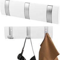 QORVA-Patère Murale de 3 Crochets Rétractables, Porte Manteau Mural, Patères Pour Suspendre Manteaux écharpes, Patere Porte Manteau Pliable, Patere Murale Moderne pour Vestes,Manteaux,écharpes,Sacs à