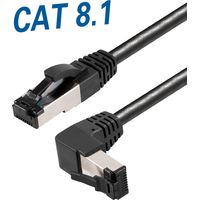 Cat 8.1 patch cable rj45 plug, straight to rj45 plug, angled up, 0,5 m