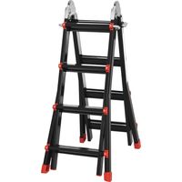 Escalera Telescópica de Aluminio 4 m Escalera Extensible Plegable con 8 Peldaños Ajustables y 2 Formas Carga 150 kg