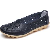 Chaussures plates pour femme - Bout rond - Mocassins en cuir pour femme - Chaussures décontractées pour femme - Chaussures de travail antidérapantes pour femme - Chaussures creuses en soja