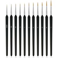 Sollbry Lot de 11 pinceaux de contour à poils doux, kits de pinceaux de peinture de détail miniatures, pinceaux de peinture d'art de détail fin