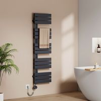 EMKE Elektrischer Handtuchheizkörper 132x40cm 600W Badheizkörper Handtuchtrockner mit Heizstab Sprachsteuerung Alexa/Google, 4 Modi, Fenstererkennung & Wochenprogramm Flachrohr Anthrazit