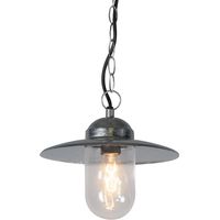 QAZQA rústico Lámpara colgante industrial zinc IP44 - Munich Vidrio /Acero Redonda Adecuado para LED Max. 1 x 60 Watt